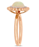 Opal (2-3/4 ct.t.w.) and Diamond (1/10 Halo Ring 14k Rose Gold