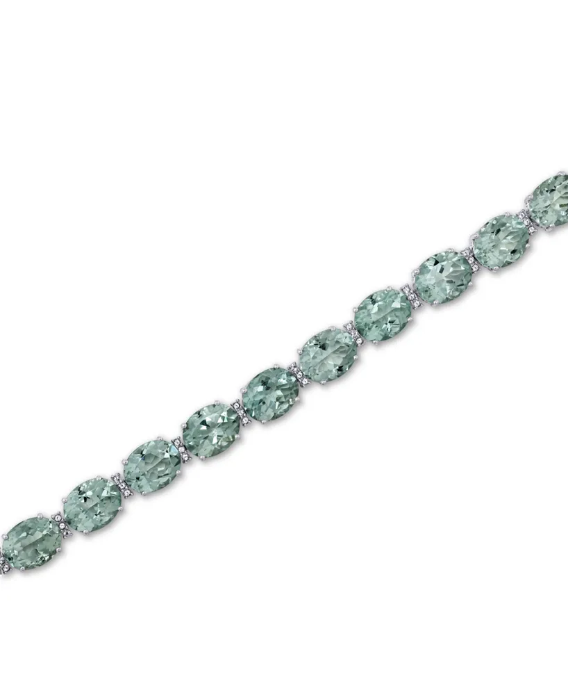 Green Quartz (32 ct. t.w.) & White Topaz (1/2 ct. t.w.) Bracelet in Sterling Silver