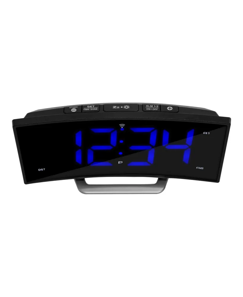 La Crosse Technology 1.8" Curved Blue Led Atomic Dual Alarm Clock