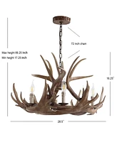 Jonathan Y Eldora 28.5" Adjustable Resin Antler 6-Light Chandelier