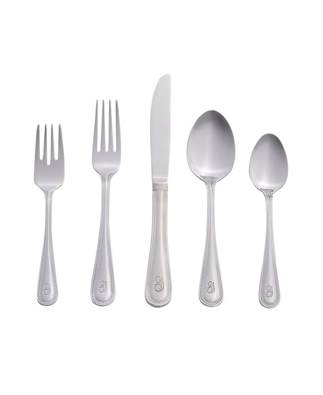 Riverridge Beaded 46 Piece Monogrammed Flatware Set - G, Service for 8