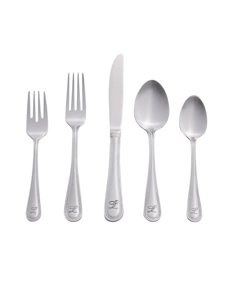 Riverridge Beaded 46 Piece Monogrammed Flatware Set - L, Service for 8