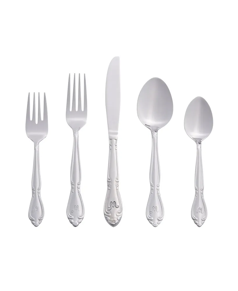 Riverridge Rose 46 Piece Monogrammed Flatware Set - M, Service for 8