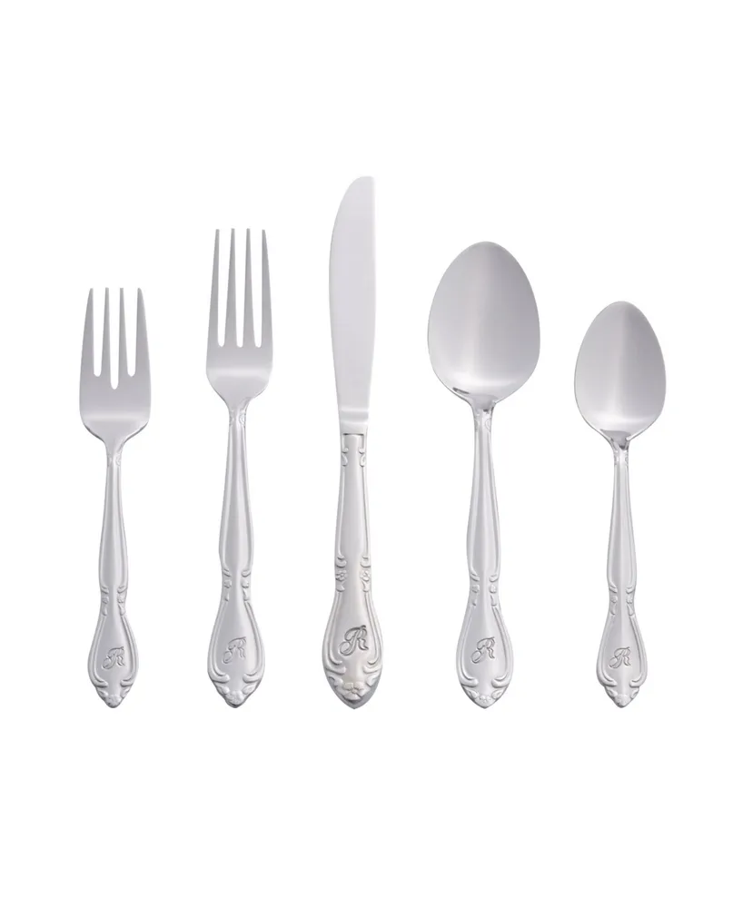 Riverridge Rose 46 Piece Monogrammed Flatware Set - R, Service for 8