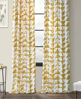 Half Price Drapes Triad Gold Geometric Printed Cotton Room Darkening Curtain