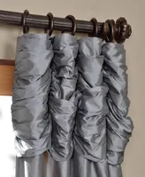 Half Price Drapes Platinum Ruched Solid Faux Silk Taffeta Room Darkening Curtain