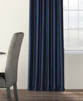 Half Price Drapes Navy Blue Faux Silk Taffeta Blackout Curtain