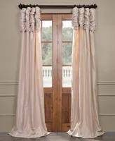 Half Price Drapes Antique Beige Ruched Solid Faux Silk Taffeta Room Darkening Curtain