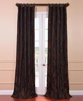 Half Price Drapes Magdelena Black & Copper Damask Faux Silk Jacquard Room Darkening Curtain