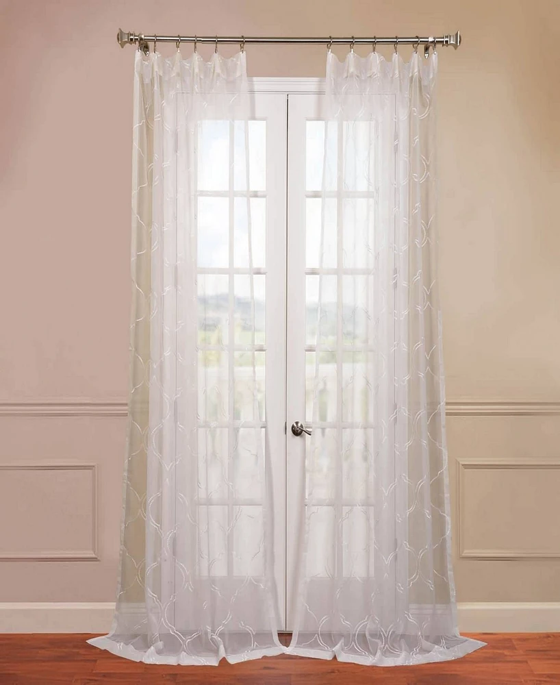 Half Price Drapes Florentina White Embroidered Geometric Sheer Curtain