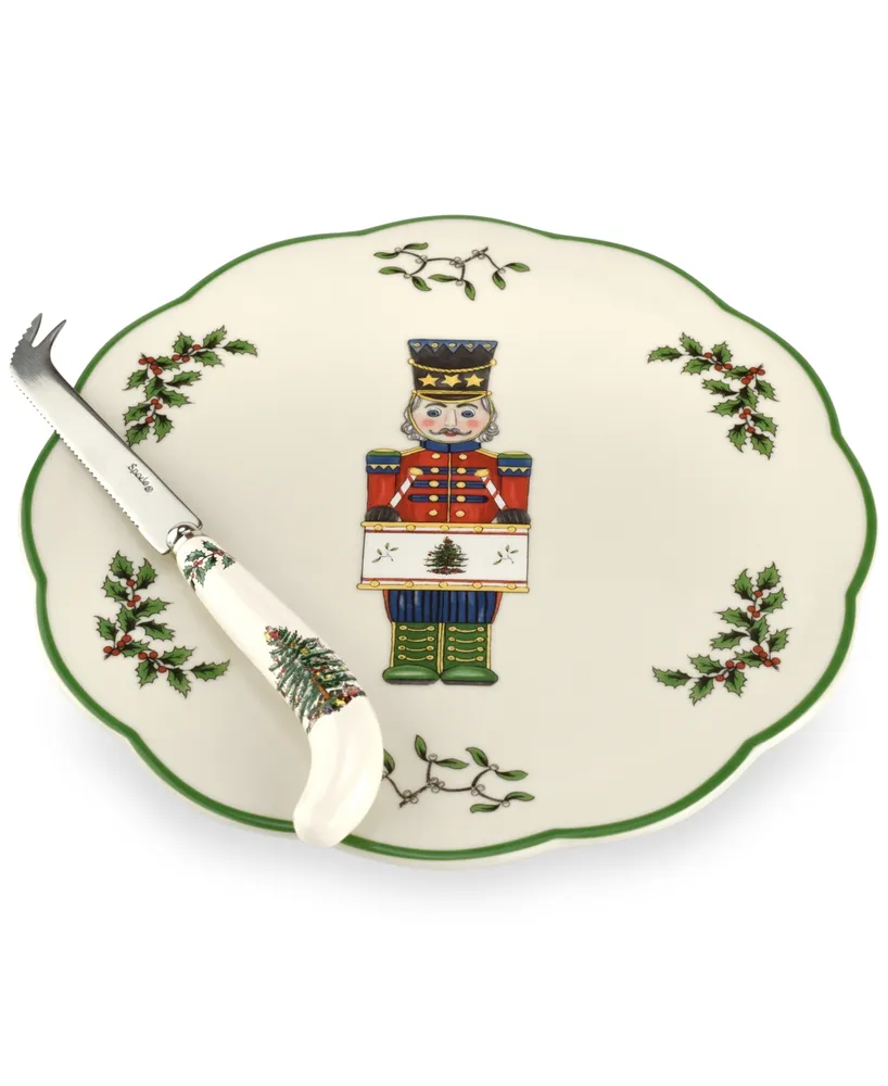 Spode Christmas Tree Nutcracker Cheese Plate with Knife