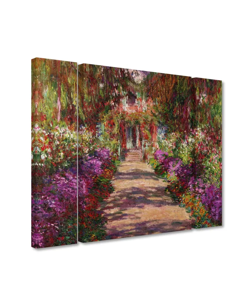 Claude Monet 'A Pathway in Monet's Garden' Multi Panel Art Set Small - 32" x 24"