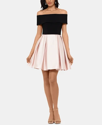 Betsy & Adam Off-The-Shoulder Fit Flare Dress