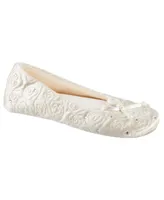 Isotoner Women's Satin with Rhinestones Ballerina Slipper, Online Only