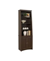 Prepac Tall Slant-Back Bookcase with 2 Shaker Doors