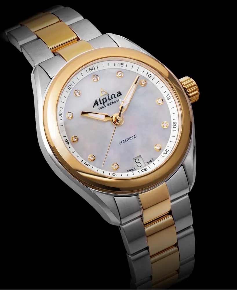 Alpina Women's Swiss Comtesse Diamond-Accent Two-Tone Stainless Steel Bracelet Watch 34mm - Two