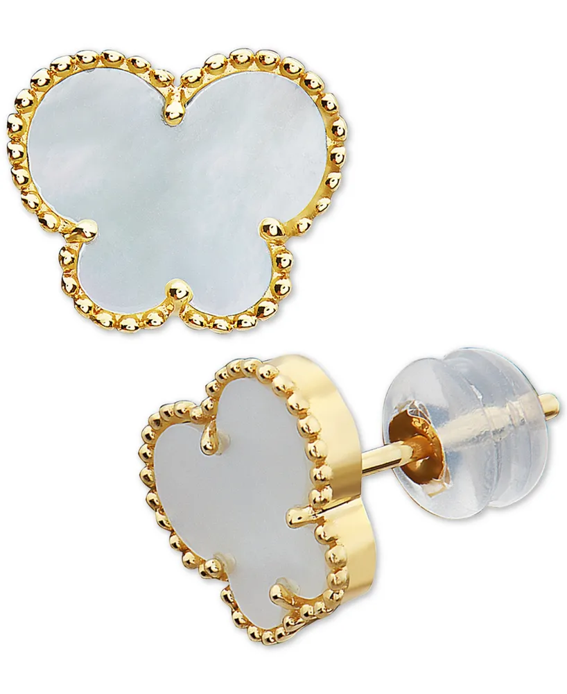 Effy Mother-of-Pearl Butterfly Stud Earrings in 14k Gold
