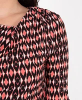 Ny Collection Printed Draped Shift Dress