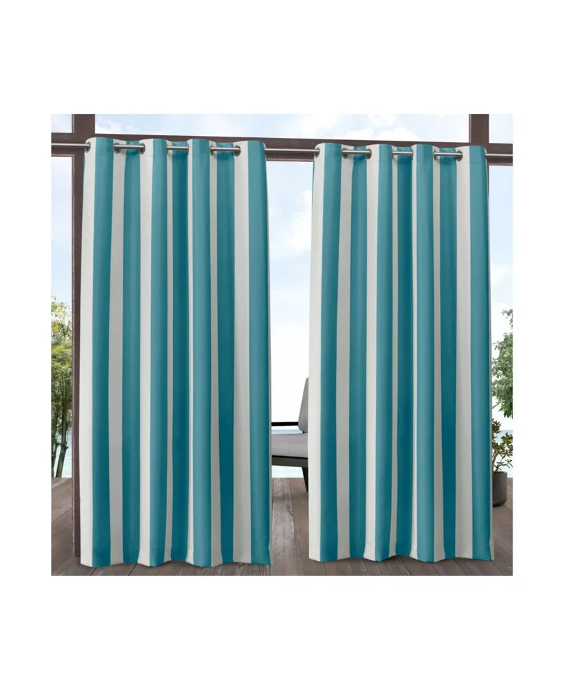 Exclusive Home Canopy Stripe Indoor/Outdoor Grommet Top Curtain Panel Pair, 54" x 84"