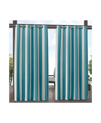 Exclusive Home Canopy Stripe Indoor/Outdoor Grommet Top Curtain Panel Pair