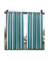 Exclusive Home Canopy Stripe Indoor/Outdoor Grommet Top Curtain Panel Pair, 54" x 84"