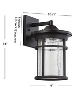 Jonathan Y Porto 14" Outdoor Wall Lantern Crackled Glass/Metal Integrated Led Sconce