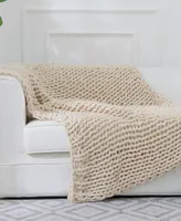 Cheer Collection Chunky Cable Knit Throw Blanket