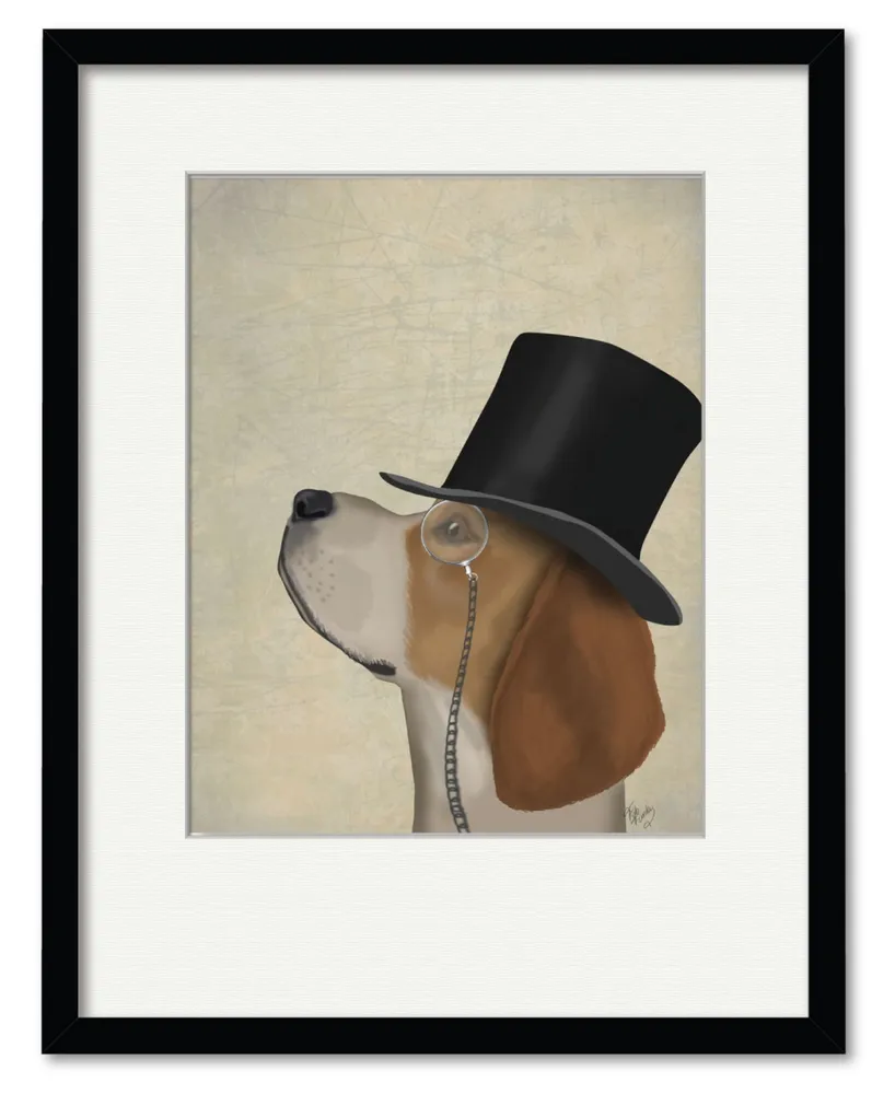 Courtside Market Beagle, Formal Hound and Hat 16" x 20" Framed and Matted Art