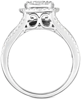 TruMiracle Diamond Round Halo Cluster Engagement Ring (1 ct. t.w.) in 10k White Gold