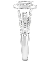 TruMiracle Diamond Princess Shaped Halo Cluster Engagement Ring (1 ct. t.w.) in 10k White Gold