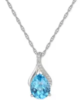 Blue Topaz (1-7/8 ct. t.w.) & Diamond (1/20 ct. t.w.) 18" Pendant Necklace in 14k White Gold