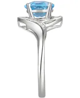 Blue Topaz (1-3/8 ct. t.w.) & Diamond (1/4 ct. t.w.) Swirl Ring in 14k White Gold