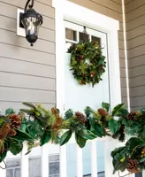 Village Lighting 30" Holiday Wreath with Lights, Magnolia Leaf