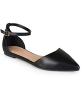 Journee Collection Women's Reba Ankle Strap Pointed Toe Flats