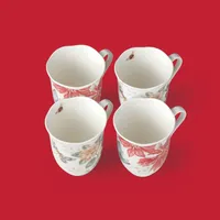 Lenox Butterfly Meadow Holiday Set/4 Mugs Poinsettias and Jasmine Design, Exclusively at Macy's