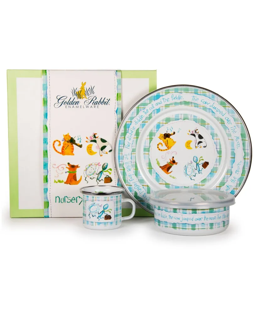 Golden Rabbit Nursery Rhyme Enamelware Collection 3 Piece Kids Dinner Set