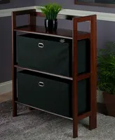 Torino 3-Pc Set Folding Bookcase with Fabric Basket