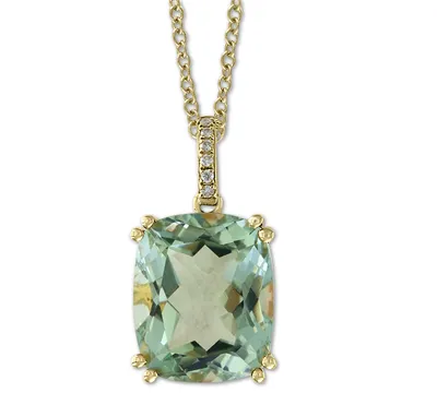 Effy Green Quartz (5-1/4 ct. t.w.) & Diamond Accent 18" Pendant Necklace in 14k Gold
