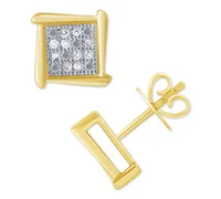 Diamond Accent Square Stud Earrings 10k White, Yellow or Rose Gold