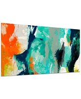Empire Art Direct 'Tidal Abstract 2' Frameless Free Floating Tempered Glass Panel Graphic Wall Art - 24" x 48''
