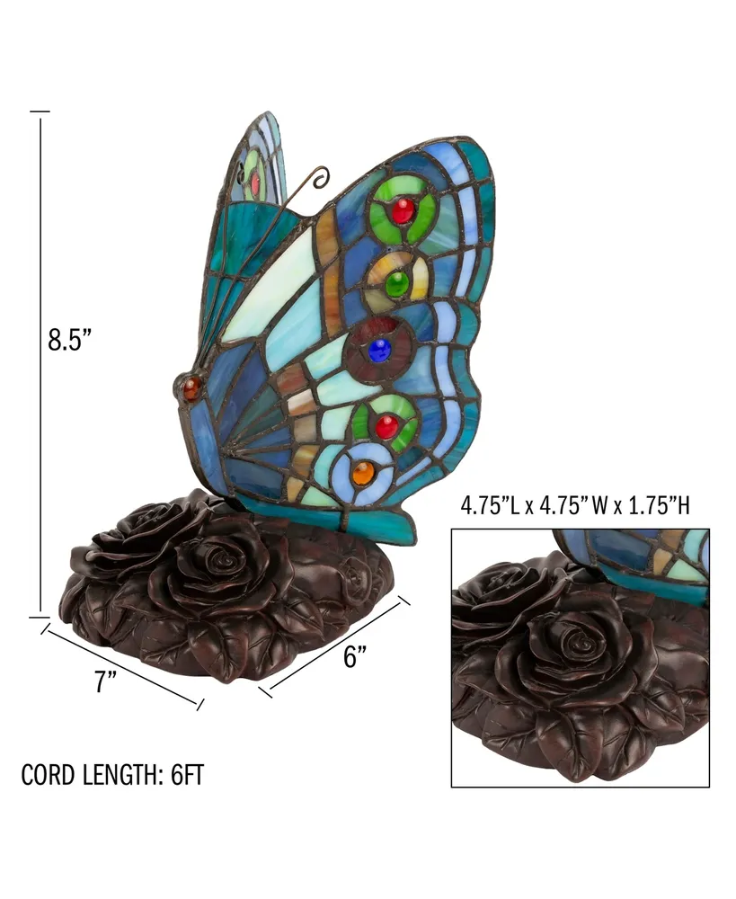Lavish Home Tiffany Style Butterfly Lamp-Stained Glass Table Lamp