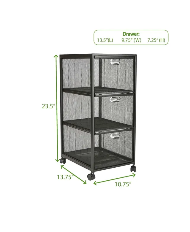 Mind Reader 3-Tiered Drawers Cart, Office Cart, Utility Cart