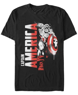 Marvel Men's Comic Collection Retro Captain America Fierce Pose Short Sleeve T-Shirt