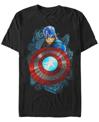 Marvel Men's Comic Collection Starry Night Style Captain Short Sleeve T-Shirt