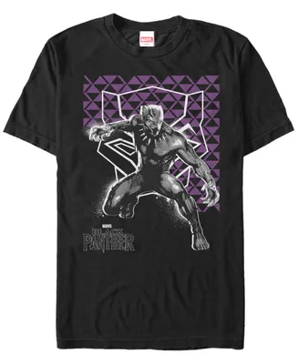 Marvel Men's Black Panther Purple Geometric Shapes Short Sleeve T-Shirt