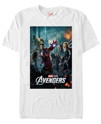 Marvel Men's Avengers Action Group Shot Poster Short Sleeve T-Shirt