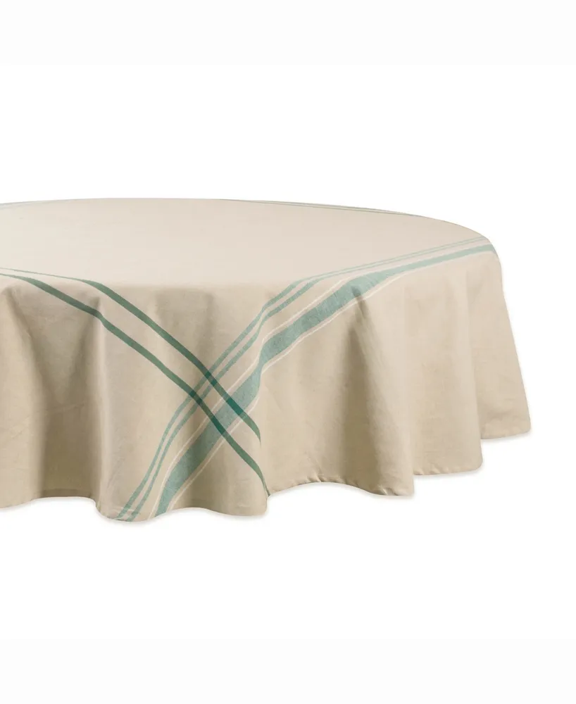 Chambray French Stripe Tablecloth 70" Round