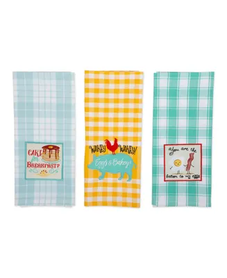 Design Imports Rise Shine Breakfast Embroidered Dishtowel Set of 3