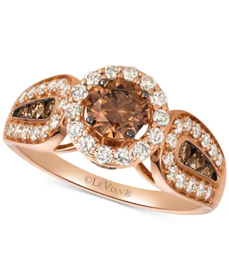 Le Vian Chocolate Diamonds (5/8 ct. t.w.) & Nude Diamonds (1/2 ct. t.w.) Statement Ring in 14k Rose Gold & 14k White Gold