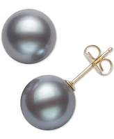 Belle de Mer Cultured Freshwater Pearl Stud 14k Yellow Gold Earrings (8mm)